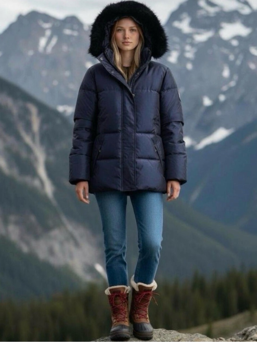 Lauren by Ralph Lauren Faux-Fur-Trim
Hooded Down Puffer Coat